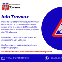 Travaux de voirie entre Ronzon et Marcourt